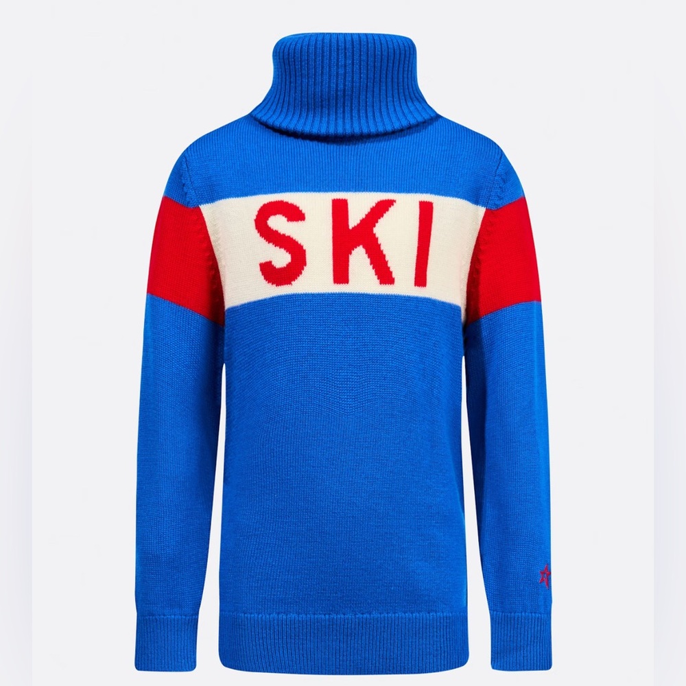 Perfect Moment Blue and Red Turtleneck Ski Sweater